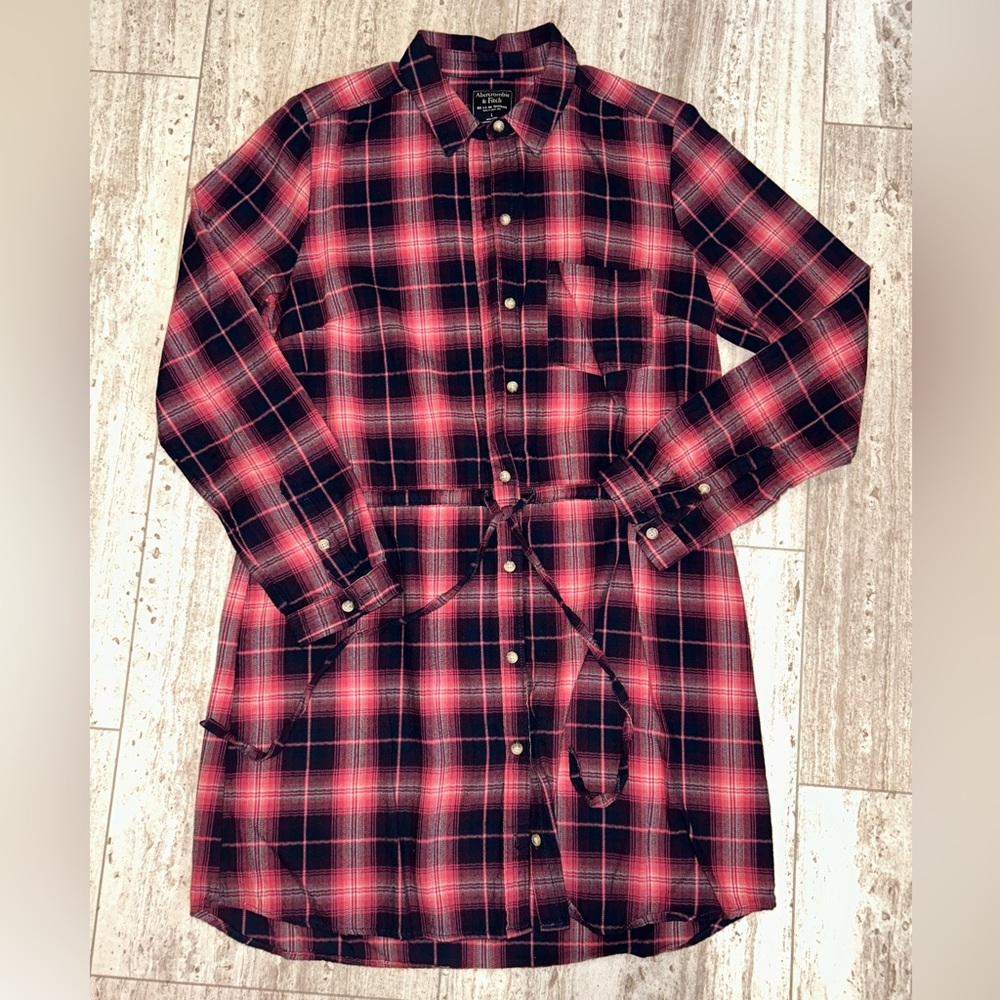 Abercrombie & Fitch Pink Flannel Shirt Dress